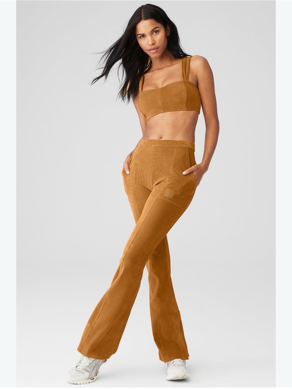 ALO Yoga Corduroy Flare Pants in Camel Brown